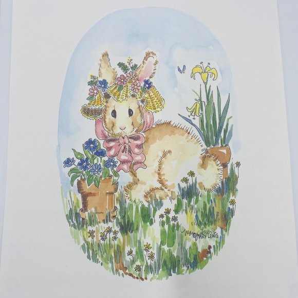 Two Signed Mary Lewis Prints Bunnies and Ducks Set of 2 - Picture 3 of 12